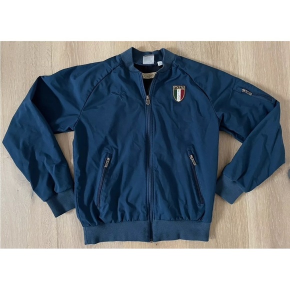ITALY Bomber Sz S Jacket PUMA FIGC Azzurri Official Merchandise Navy Blue *L21 - Picture 3 of 6